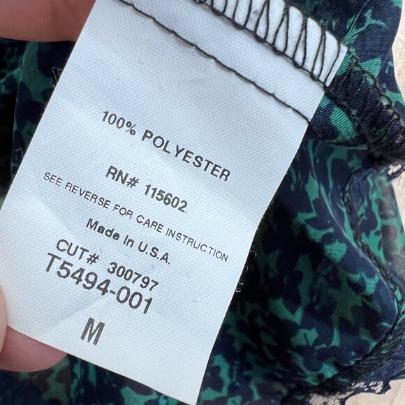 Lush Green Navy Sheer Lace Accent Blouse Half Sleeve Size Medium - Picture 9 of 11